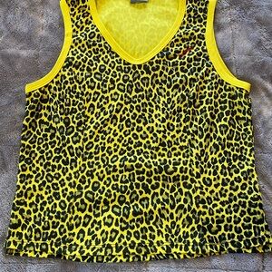 She Beest Yellow Leopard Print Cycling Tank Top